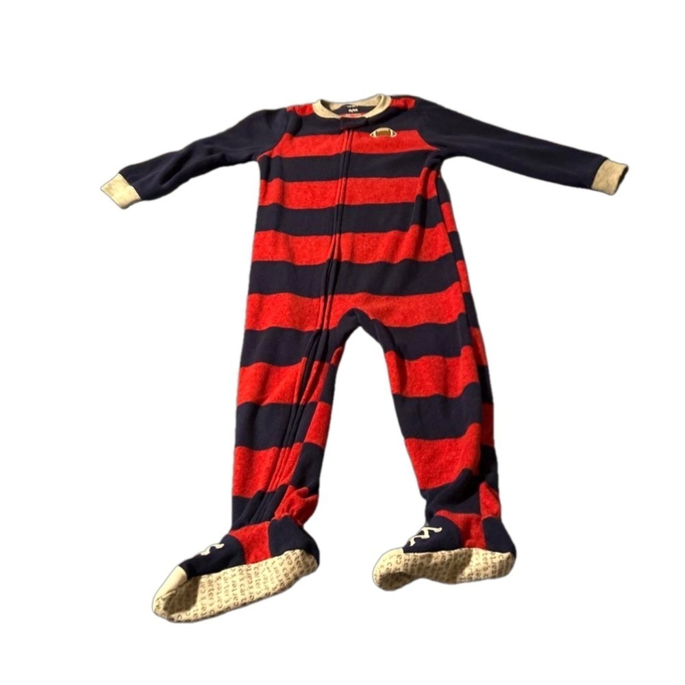 Carter's Fleece Navy and Red Fleece Striped One Piece Pyjamas Size 4T